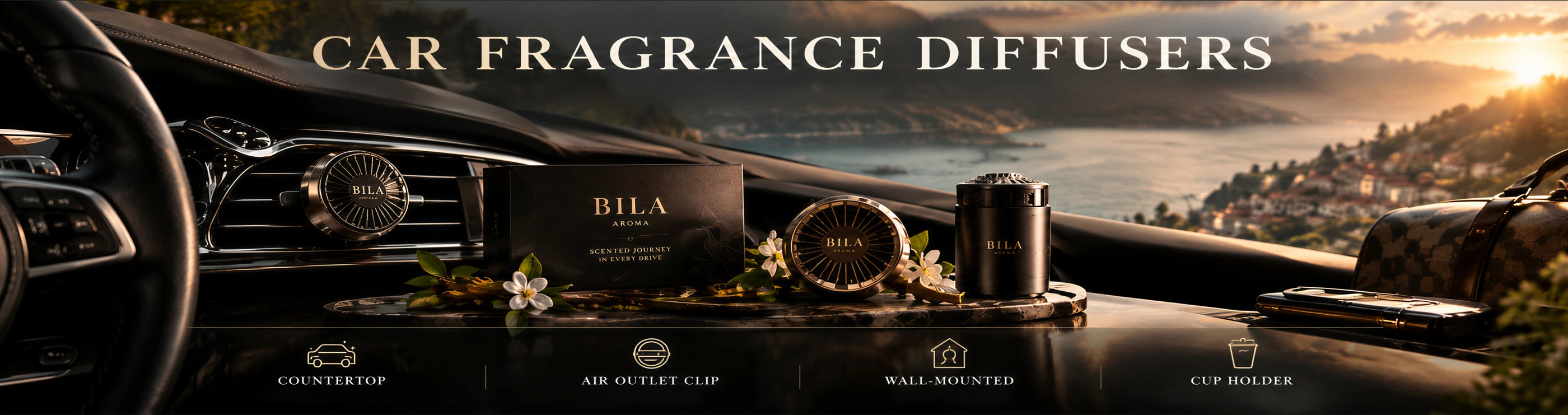 Keep your car fresh and pleasant with our car fragrance diffusers.